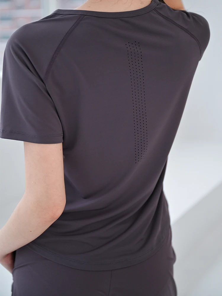 Camiseta de Yoga Transpirable y Delgada para Mujer - Camiseta Deportiva de Manga Corta de Secado Rápido para Pilates, Entrenamiento, Correr por la Mañana