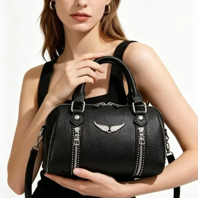 Bolso de Pañales de Cuero Clásico Vintage para Mujer, Elegante, de Color Sólido, Bolso de Viaje, Diseño Casual Único, Ideal para Espectáculos de Superestrellas