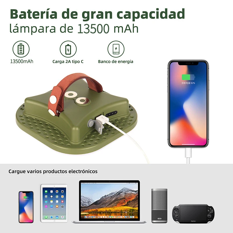 MOSLIGHTING13500maH Luz LED de carga para acampar con imán Antorcha portátil Lámpara de tienda de moda Mantenimiento de trabajo Iluminación de emergencia