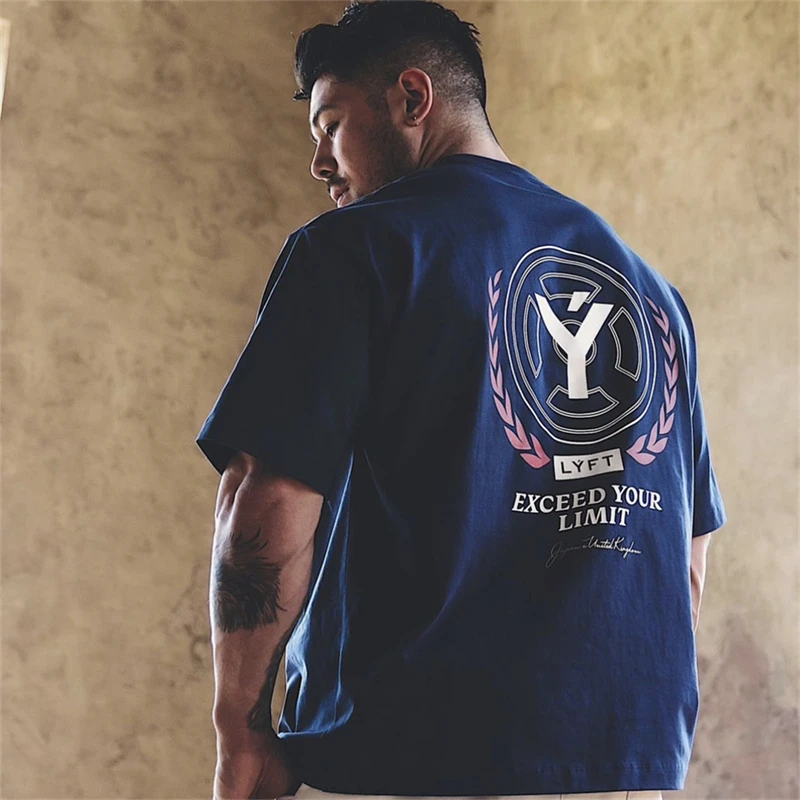 Camiseta de algodón de gran tamaño para hombre, camisa de manga corta para entrenamiento al aire libre, gimnasio, deporte, correr, Fitness, informal