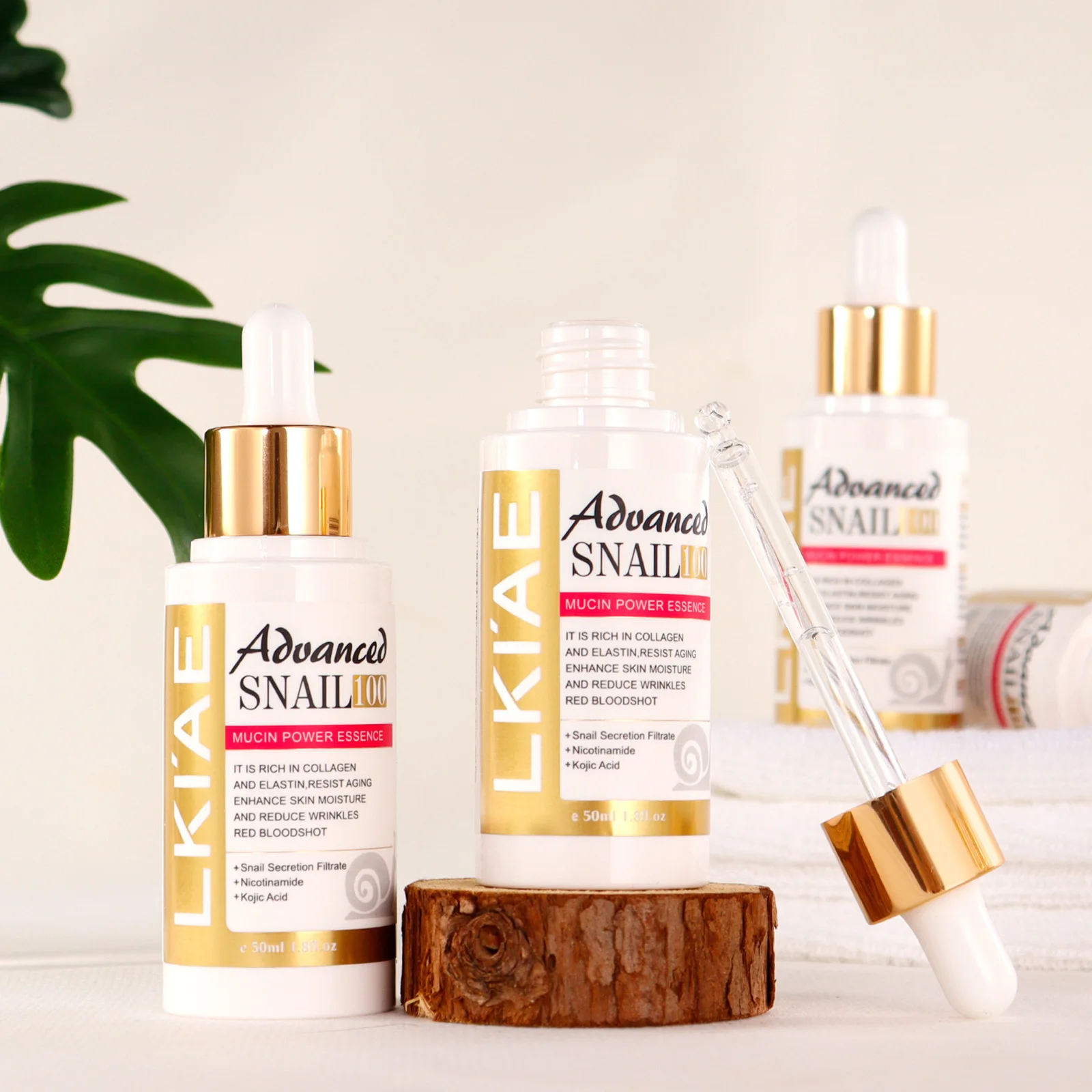 Esencia Facial Avanzada con Mucina de Caracol LKIAE para Mujeres, Serum Iluminador y Reafirmante de la Piel, Reduce Arrugas, Líneas de Expresión y Manchas Oscuras, con Colágeno