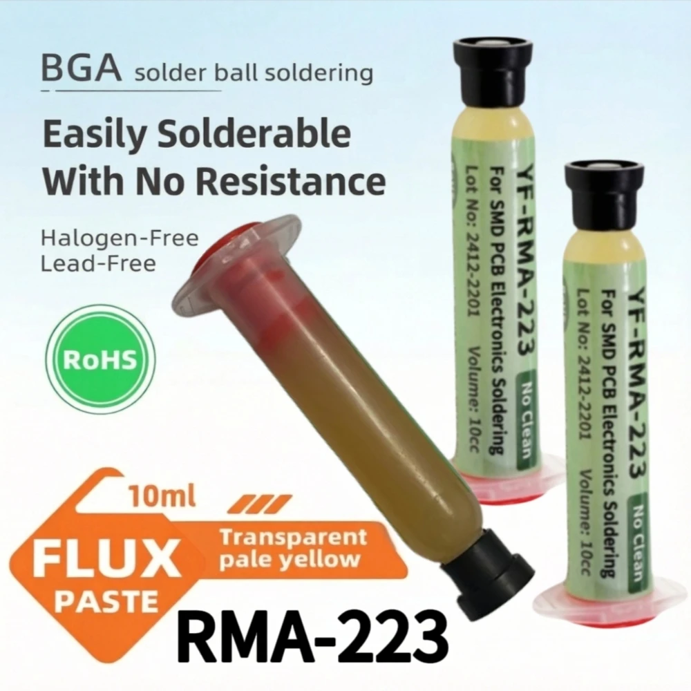 Kit de Trenza Desoldadora de 1.5M + Pasta de Soldadura RMA-223 en Jeringa, Juego de Alambres para Remover Soldadura, Herramienta de Reparación y Retrabajo de Componentes Electrónicos PCB