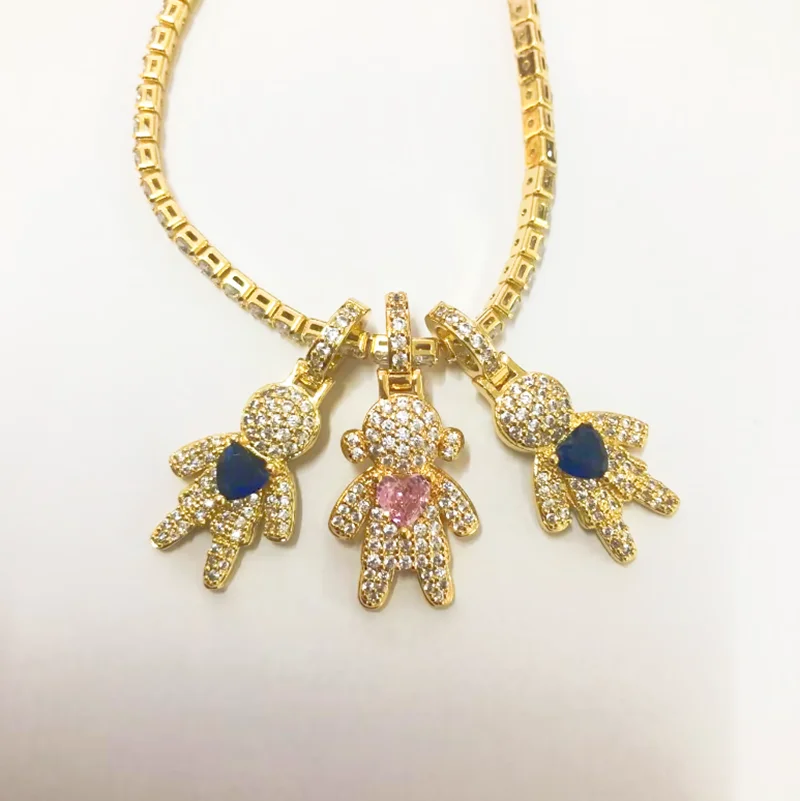 Collar de cadena tipo tenis con colgante de corazón de cristal CZ pavé, joyería hip hop para hombre y mujer, regalos de San Valentín, de Nidin Fashion.