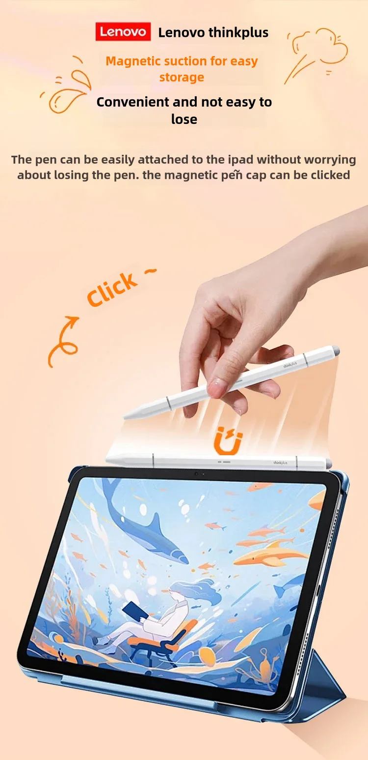 Lenovo Stylus Three Pen, Lápiz Táctil con Tres Puntas para Pantallas Táctiles de Android, iOS, Tabletas y Teléfonos, iPad Universal, No Necesita Carga