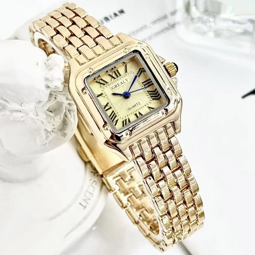 Relojes de lujo con diamantes de imitación para Mujer, Reloj de pulsera cuadrado de cuarzo a la moda, Reloj sencillo para Mujer