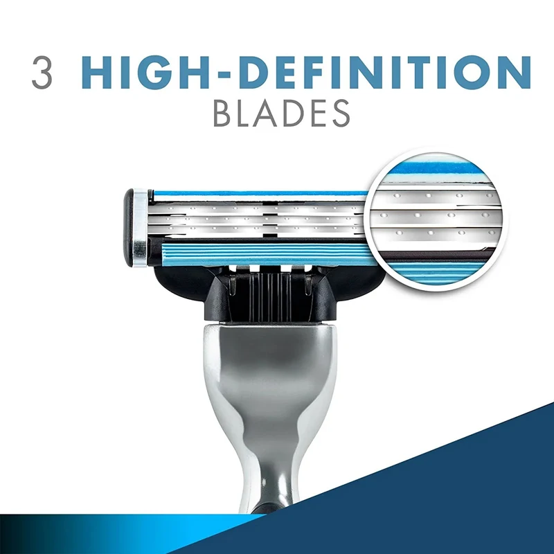 Gillette-cuchilla de afeitar Mach3 para hombre, cabezal de afeitadora, cartuchos de recarga con tira de lubricación, cuchillas de 3 capas, corte rápido, barba facial