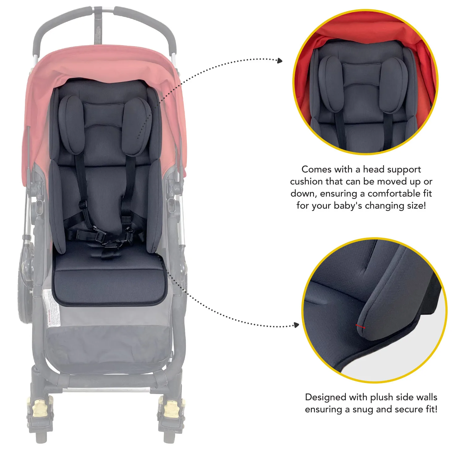 Cojín universal para asiento de cochecito de bebé, compatible con Uppababy Vista V2, V3 Cruz V2, 2 en 1, inserto cómodo para recién nacidos y niños pequeños