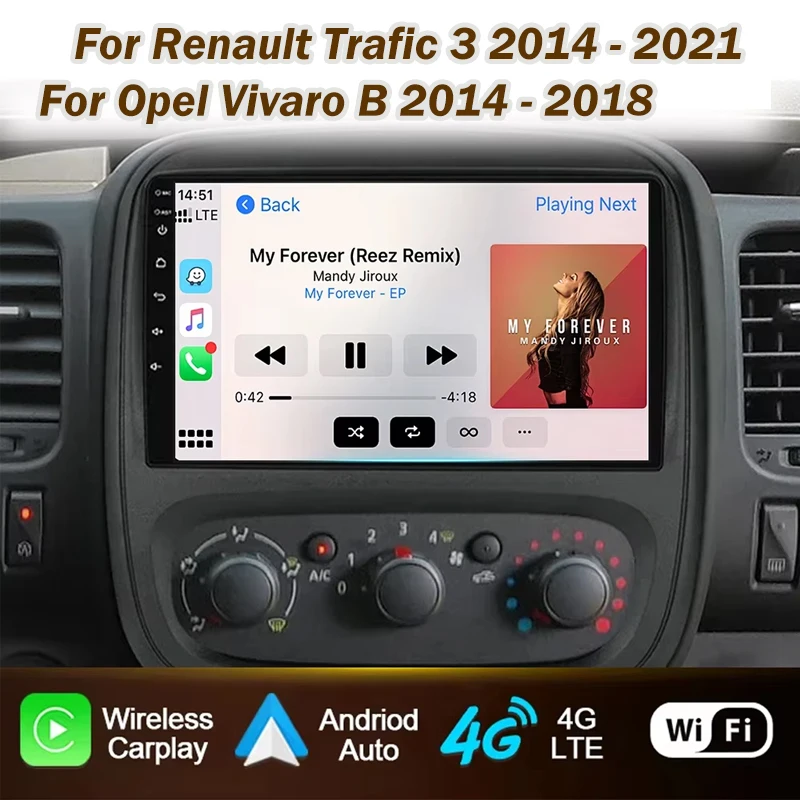 Radio de coche para Renault Trafic 3 2014 - 2021 para Opel Vivaro B 2014 - 2018 Carplay Android Auto estéreo Multimedia 2din DVD 8core