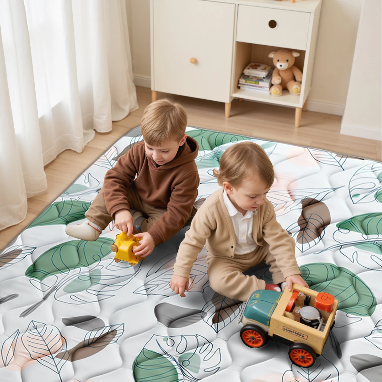 Alfombras de juego para bebés, tapete de juego para gatear, tapete de espuma acolchado grueso y suave, tapetes plegables para gatear, antideslizantes y lavables a máquina
