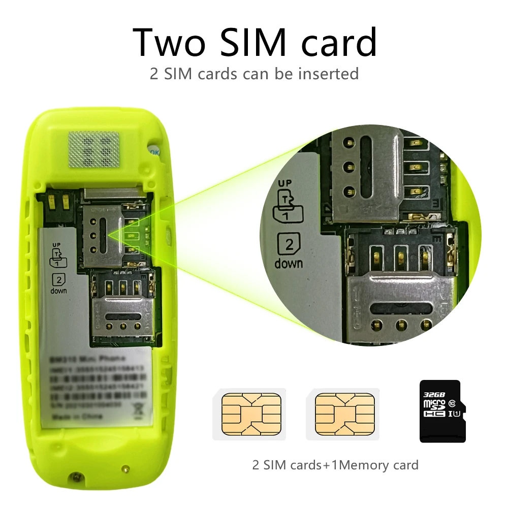 BM310 teléfonos móviles pequeños desbloqueados auriculares Bluetooth teléfono baja radiación grabación automática de llamadas Dual SIM teléfono celular pequeño