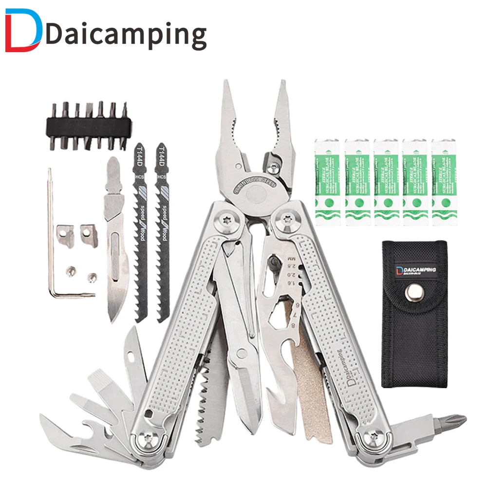 Cuchillo Multiherramienta Daicamping DL302 con Piezas Reemplazables, Cortador Multiherramienta, Herramienta EDC, Alicates, Cuchillo Plegable