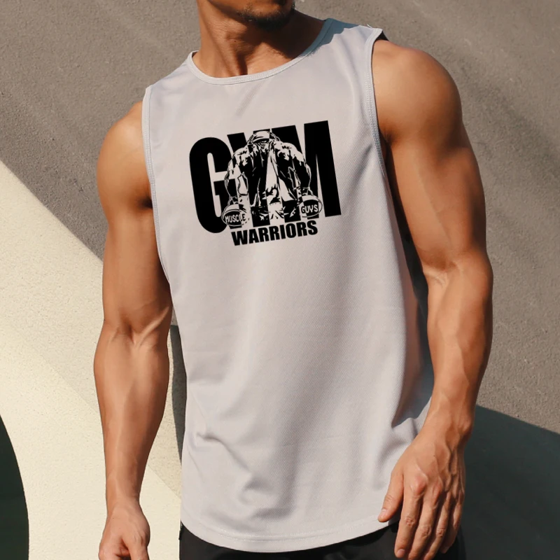 Camisetas sin mangas de secado rápido para gimnasio y Fitness de malla de verano, camiseta informal sin mangas para culturismo que absorbe la humedad, chalecos musculares para entrenamiento