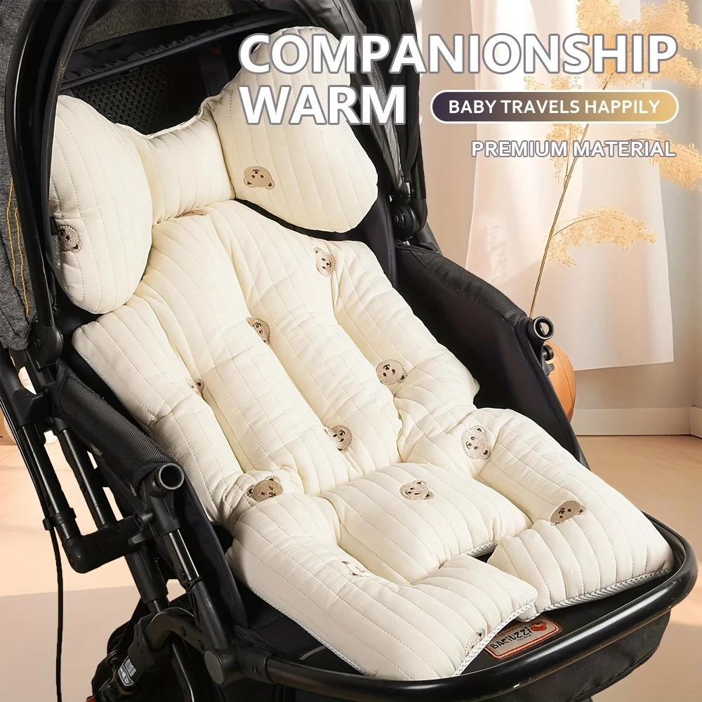 Cojín grueso para asiento de cochecito de bebé, alfombrilla con forro para coche, colchón de carrito transpirable de algodón, accesorios para cochecito de bebé recién nacido