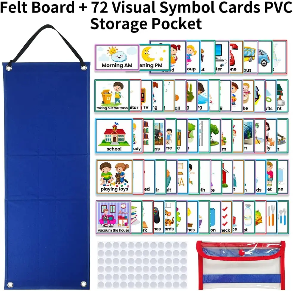 Horario Visual para niños, tabla de rutina diaria con 70 tarjetas, calendario de bolsillo, herramienta de aprendizaje de autismo, juguetes escolares