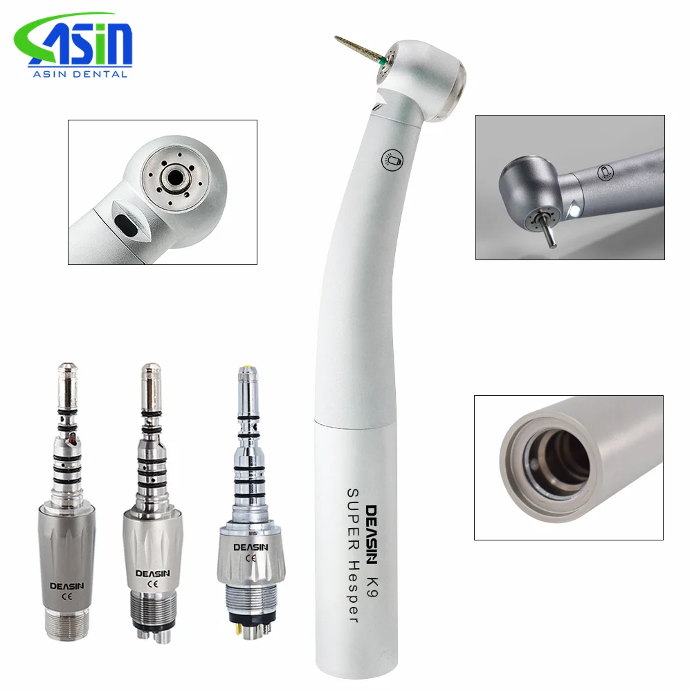 DEASIN Dental 9000 fibra óptica LED turbina de aire de alta velocidad pieza de mano Compatible con KaVo herramientas de odontología de acoplamiento rápido