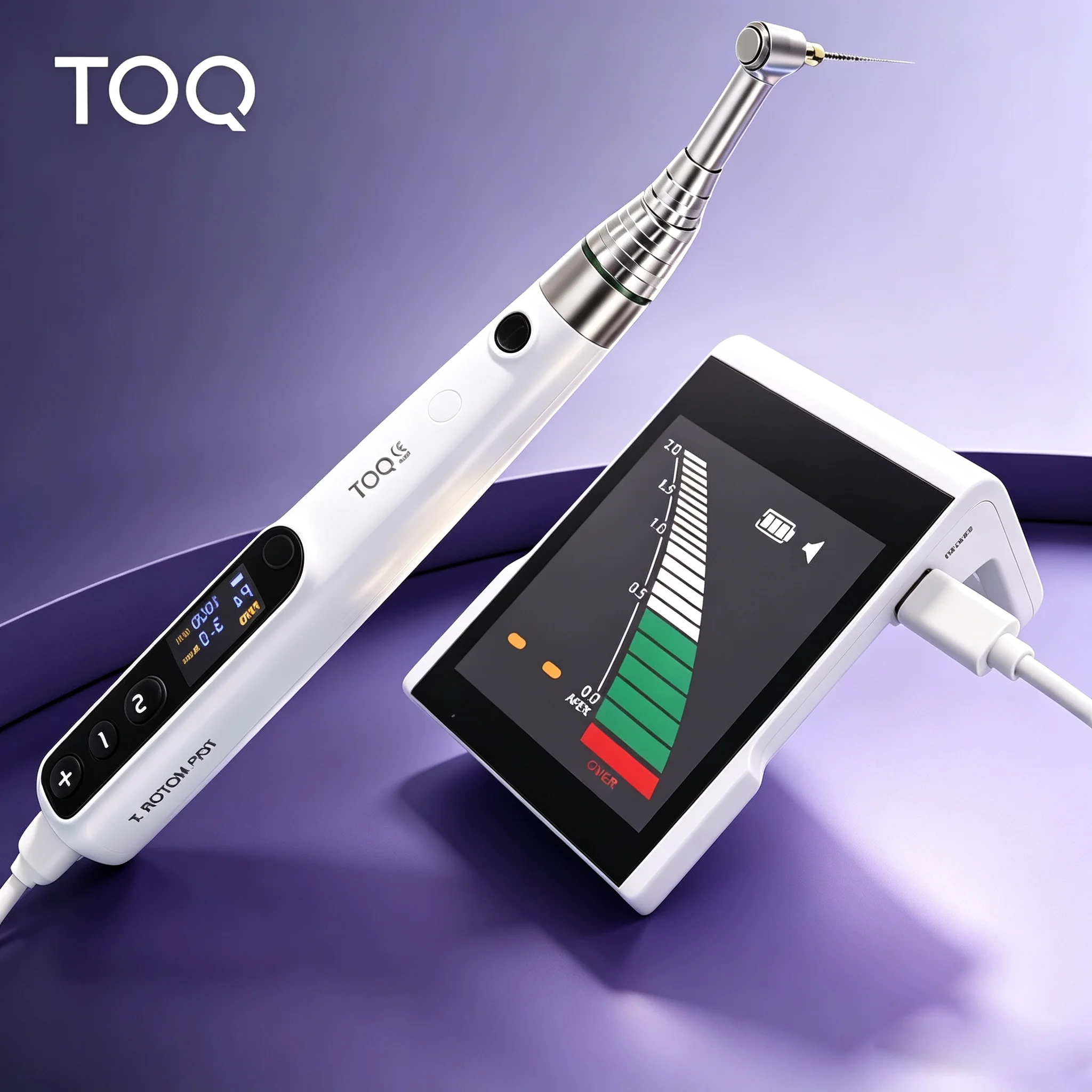 Motor Endodóntico Mini de Alta Tecnología TOQ con Localizador de Ápice para Tratamiento Endodóntico, Contra-ángulo de Reducción 16:1, Medición Portátil