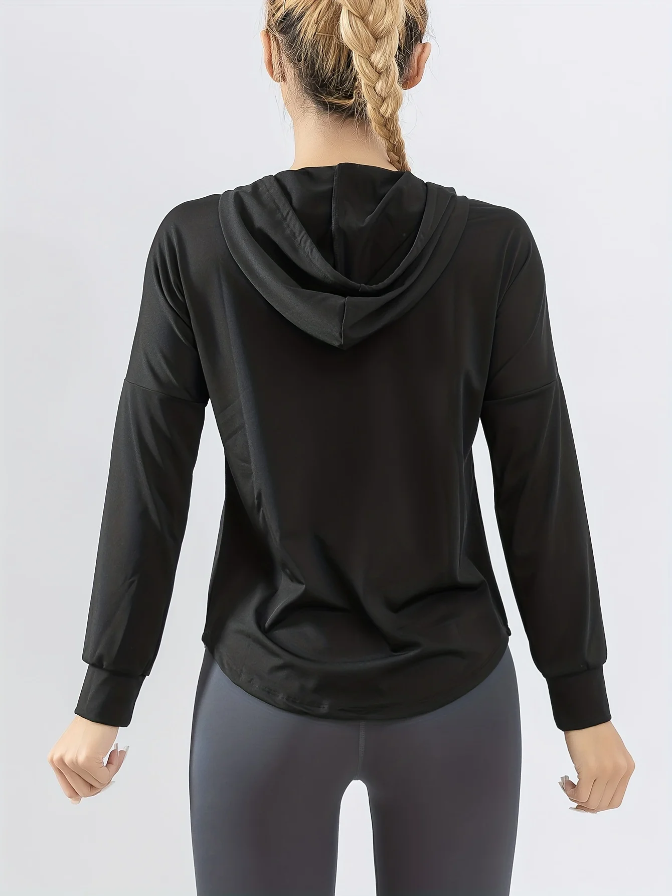 Chaqueta Deportiva con Capucha para Mujer, Holgada, para Correr, Talla Grande, Ropa de Fitness de Secado Rápido, Manga Larga, Top para Yoga