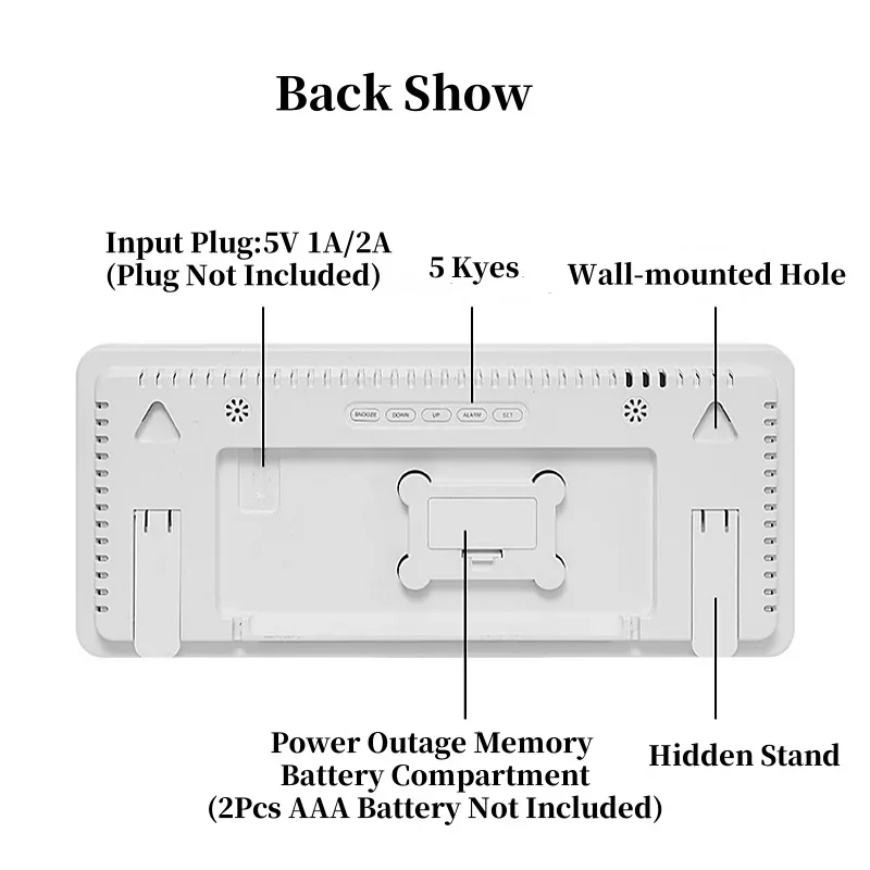 Reloj de pared Digital grande con luz ambiental de 7 colores, 2 alarmas, temperatura, humedad, fecha, reloj de mesa, temporizador de 12/24H, cuenta atrás, despertador LED