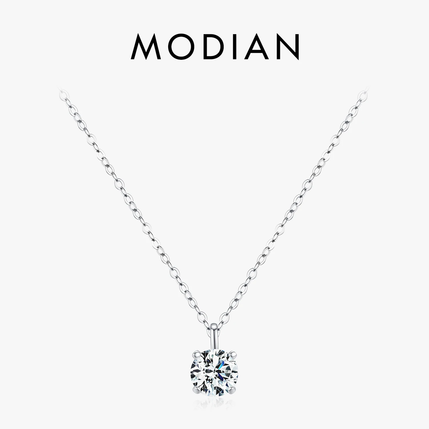 MODIAN-collar de moissanita con ajuste de punta de 1CT, colgante de diamante de laboratorio VVS1 de color D para mujer, joyería de boda de Plata de Ley 925