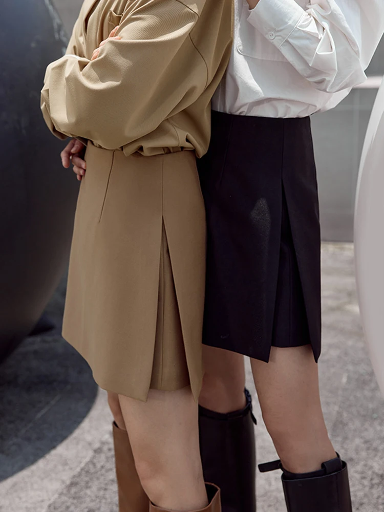 Amii Shorts Falda Pantalón de Mujer de Cintura Alta Versátil, Novedad Otoño 2026, Falda Pantalón Acampanada Suelta Lisa para Oficina, Ropa de Mujer 12343035