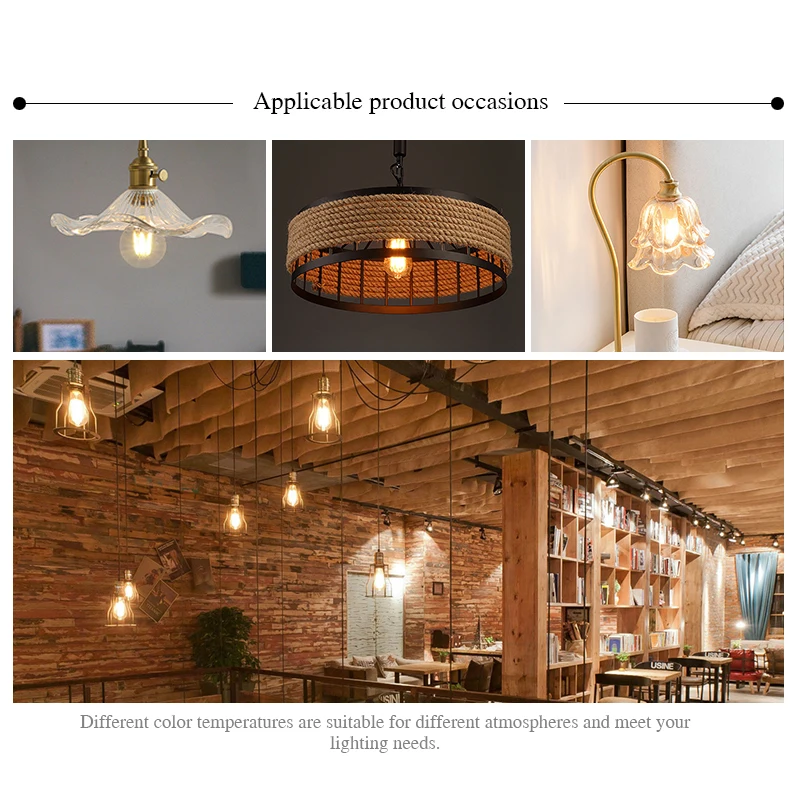 Bombilla de filamento LED E27 lámpara Retro Edison 220V 2W 4W 6W 8W E14 luz de vela Vintage globo iluminación de araña COB luz de decoración del hogar