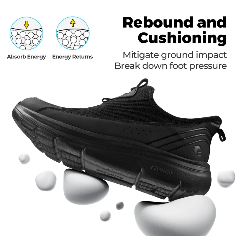 Zapatos FitVille anchos para hombre, sin cordones, transpirables, ligeros, antideslizantes, informales, para estar de pie todo el día, para pies hinchados