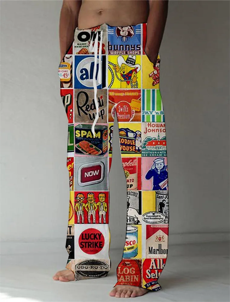 Pantalones anchos para hombre con estampado de estilo hip-hop impreso en 3D, pantalones de hombre modernos, cómodos y de alta calidad, pantalones de hombre con estampado a la moda.