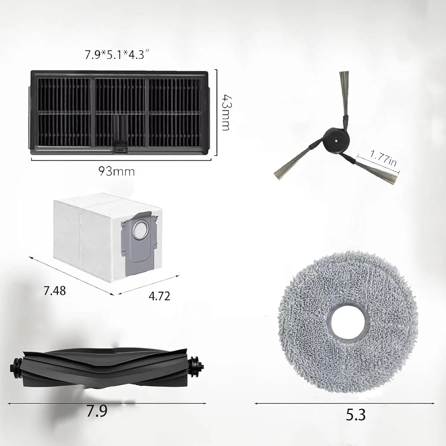 Para Mova P50 Pro Ultra, Mova P10 Pro Ultra accesorios Cepillo Lateral principal filtro Hepa paño de mopa bolsa de polvo Robot repuestos de aspiradora