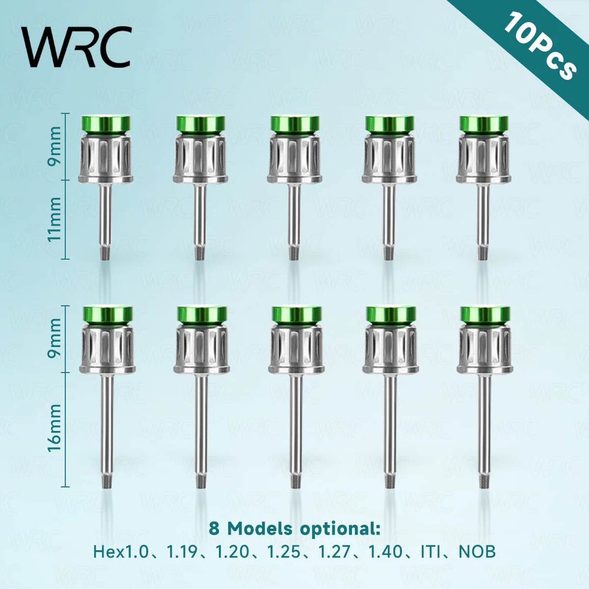 Juego de 10 Destornilladores Hexagonales para Implantes Dentales 1.20 1.25 1.27 1.40 NOB ITI 20mm 25mm, Herramientas para Clínica Dental, Laboratorio y Restauración
