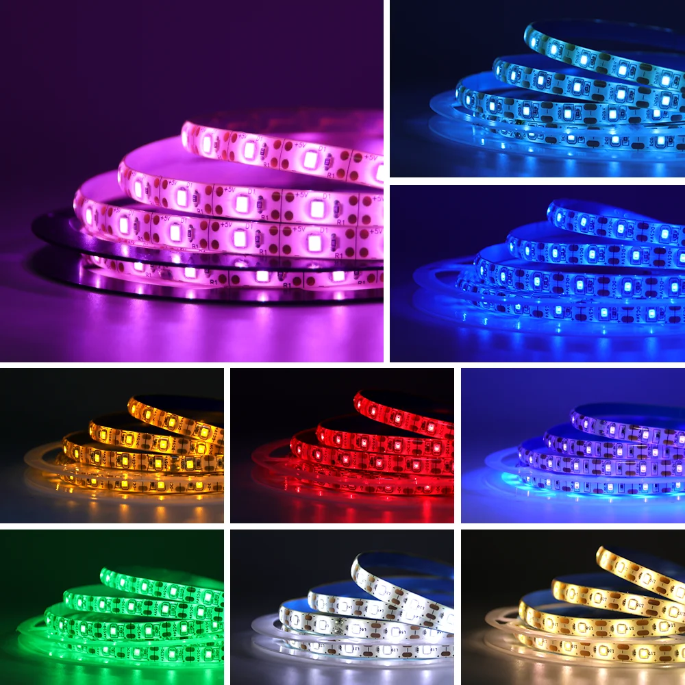 Tira de luces LED 5V 2835 USB 60Leds/m cinta Led Fita Flexible con interruptor blanco cálido luces LED impermeables para decoración de habitación