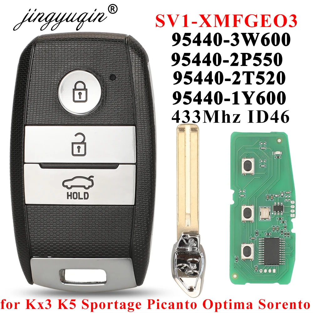 Mando a distancia inteligente sin llave jingyuqin para KIA K5 KX3 Sportage Sorento P/N 95440-3W600 433Mhz ID46 Pcf7952 Control con mando a distancia