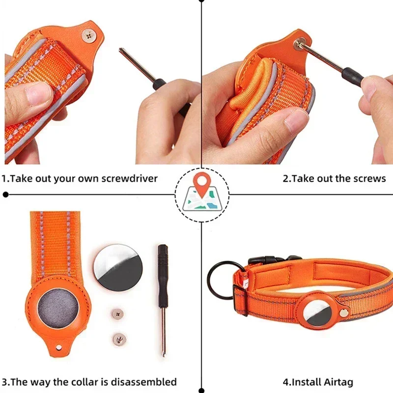 Collar de perro antipérdida, funda protectora Airtag impermeable, Collar reflectante para mascotas para Bulldog Francés Pitbull, accesorios para perros grandes