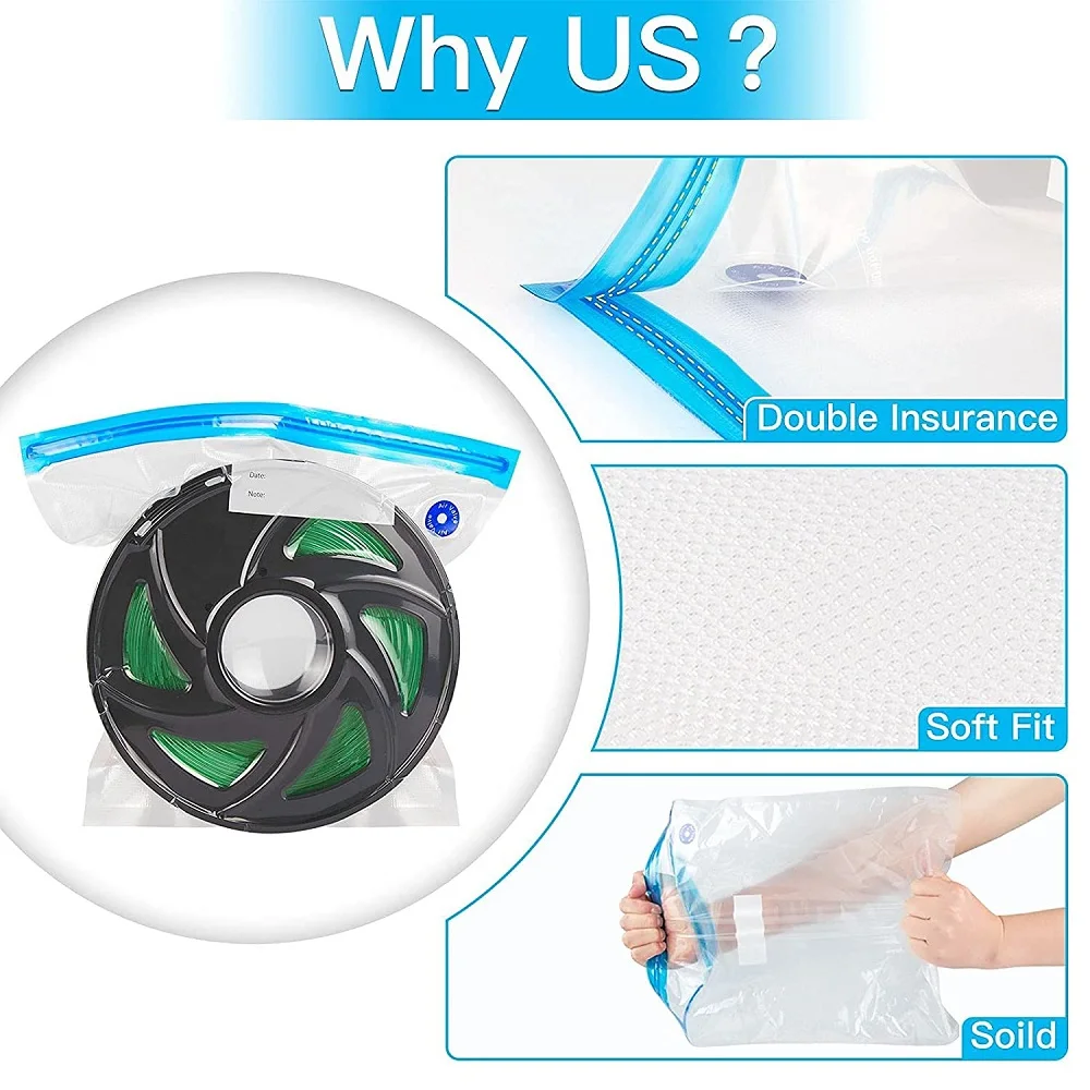 Bolsa de Almacenamiento de Filamento Seco para Impresión 3D, Bolsa de Vacío para Filamento 3D para PLA/ABS/TPU, Bolsa para Bobinas Resistente a la Humedad, Accesorios para Impresora 3D