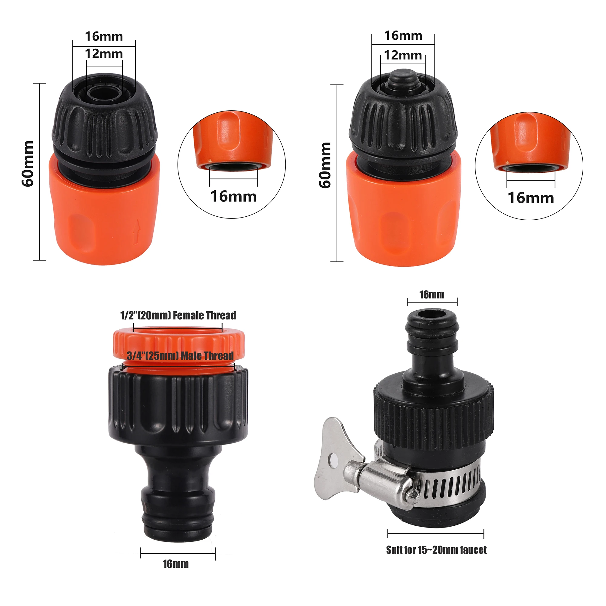 Adaptador de grifo de tubo anticongelante para riego agrícola y jardín, tubo de PVC, conexión rápida, accesorio para manguera de agua y lavado de coches
