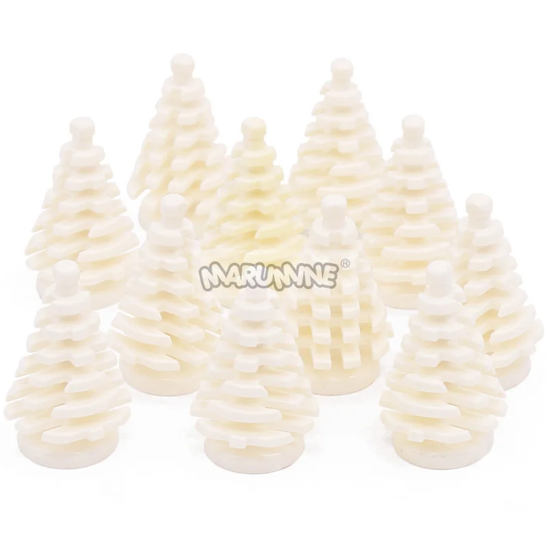 Marumine bloques de construcción de árbol de Navidad pequeño, 10 piezas, MOC, abeto 2435, Compatible con construcción, vista de la ciudad, piezas de ladrillos, tallo de hierba
