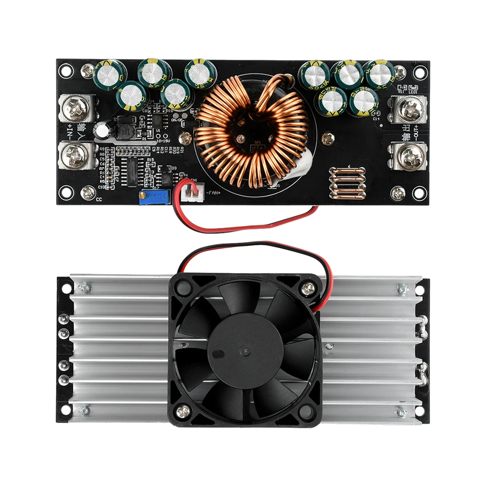 Módulo de fuente de alimentación reductora de CC a CC ajustable de 1200W/1500W, de 15V–90V CC a 2.5V–72V CC