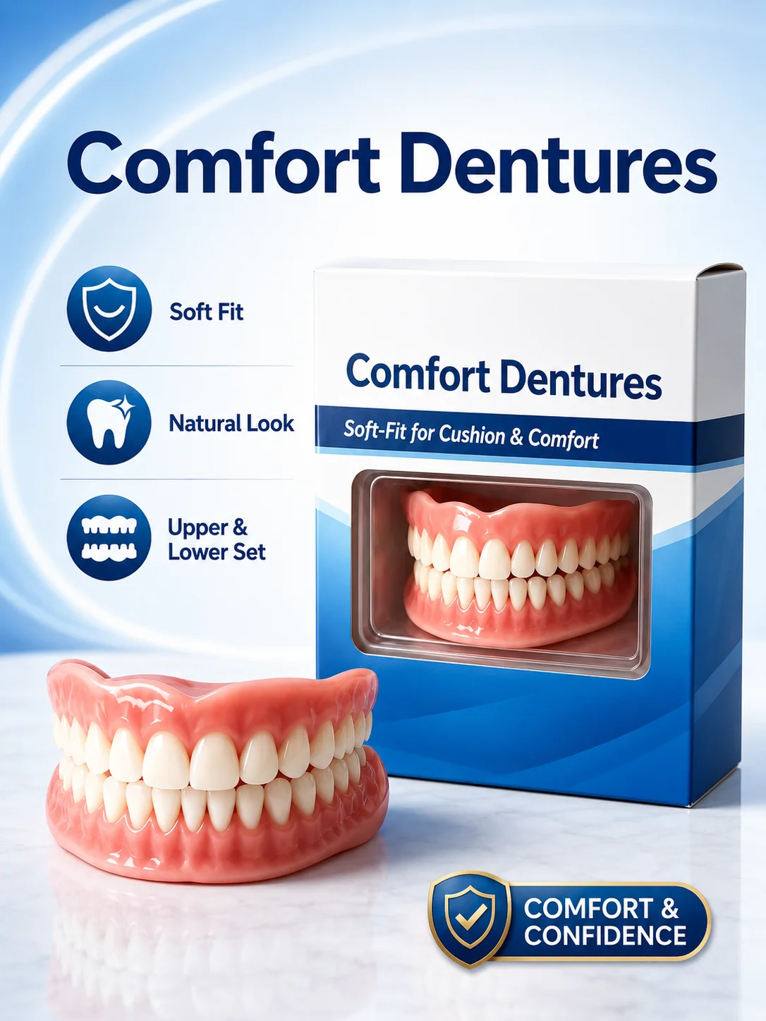 2026 Mejores Dentaduras Postizas de Silicona, Dentaduras Postizas Cómodas, Juego Completo, Naturales sobre las Encías, para Dientes Defectuosos, Removibles, Recupere la Confianza