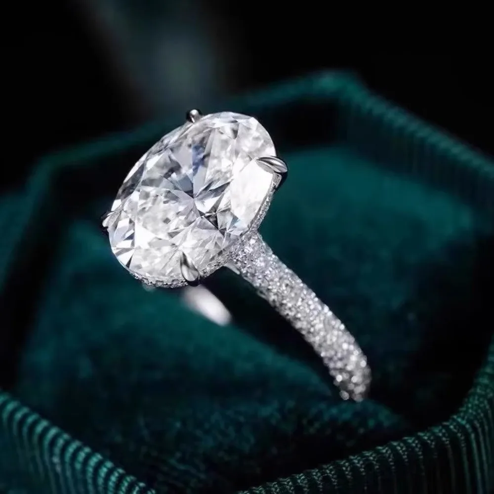GXTRS-Anillo de moissanita de lujo de 8 quilates con corte ovalado, plata S925 para mujer, banda de boda de diamante de laboratorio brillante, certificado de joyería fina