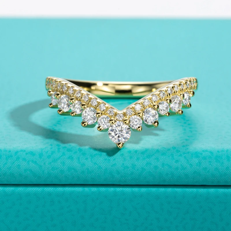 AnuJewel 3mm D Color Moissanite en forma de corazón alianzas de boda 18k chapado en oro 925 juego de anillos nupciales de plata esterlina para niñas joyería