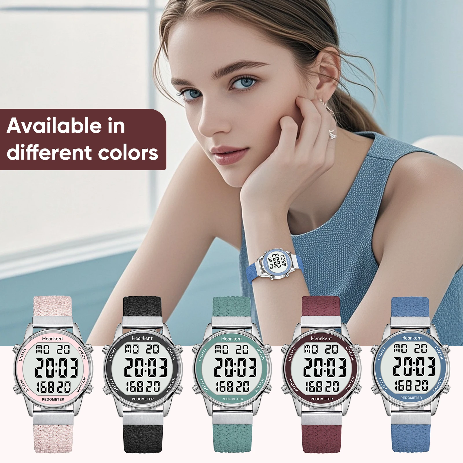 Hearkent podómetro relojes deportivos contador de pasos reloj mujeres relojes digitales calorías millas cronómetro cuenta atrás para caminar rastreador