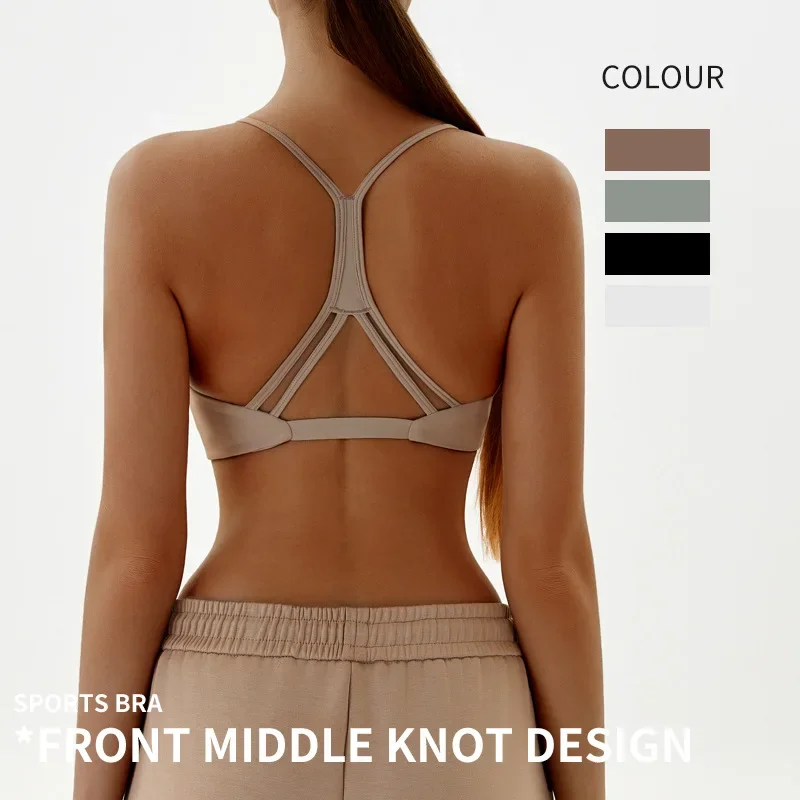 Sujetador deportivo con tirantes cruzados en la espalda para mujer, ropa interior de Color sólido para gimnasio y Yoga, Top deportivo ajustado de alta resistencia, completo con almohadilla para el pecho