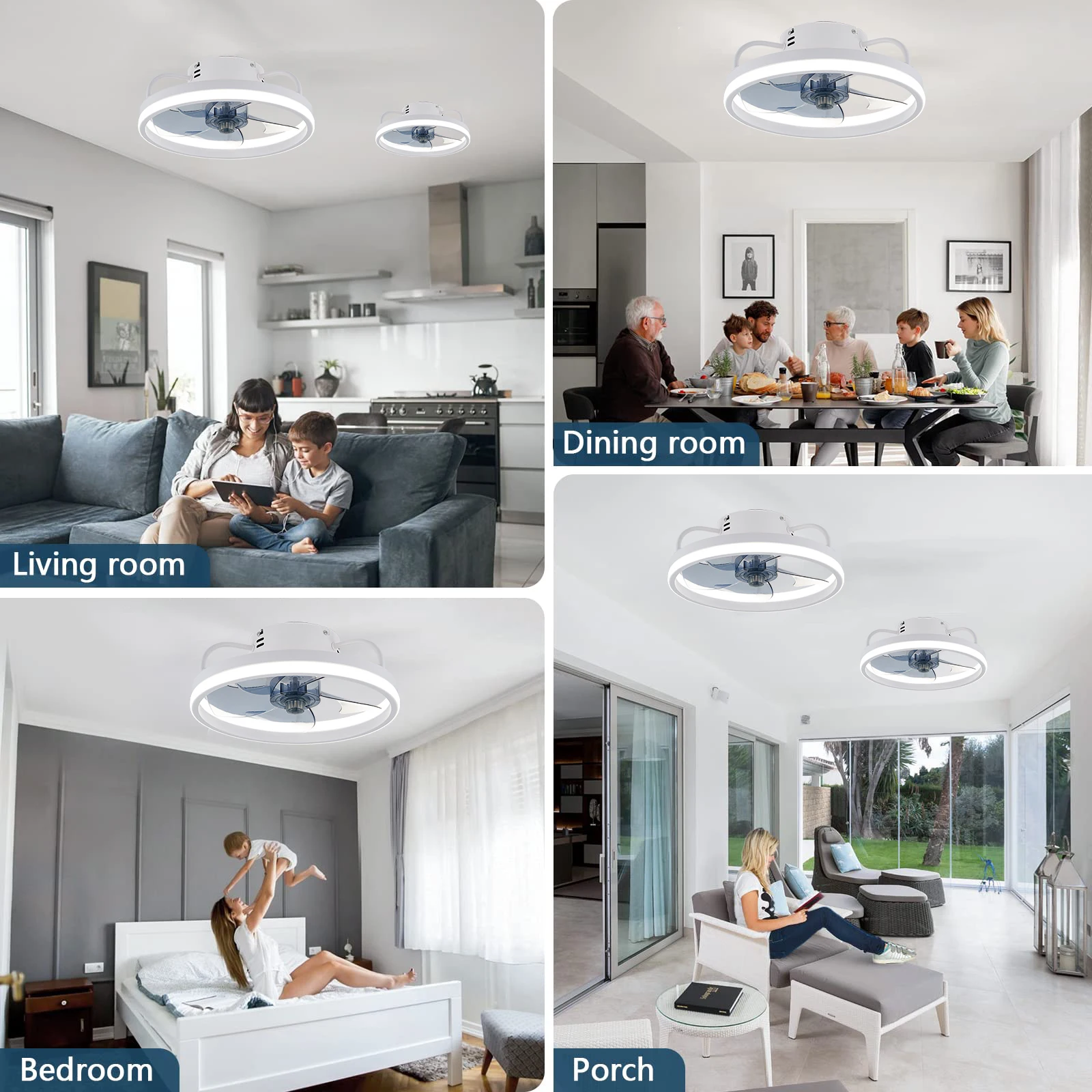 Ventiladores de techo con Control remoto y luz, lámpara LED, ventiladores de techo silenciosos inteligentes para decoración de dormitorio y sala de estar, lámpara de techo