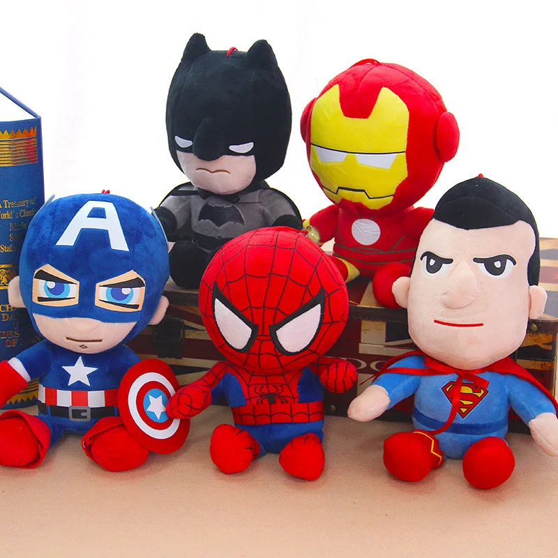 27cm hombre Spidermaned juguetes de peluche muñecas de película MarvelAvengers peluche suave héroe Capitán América hierro regalos de navidad para niños