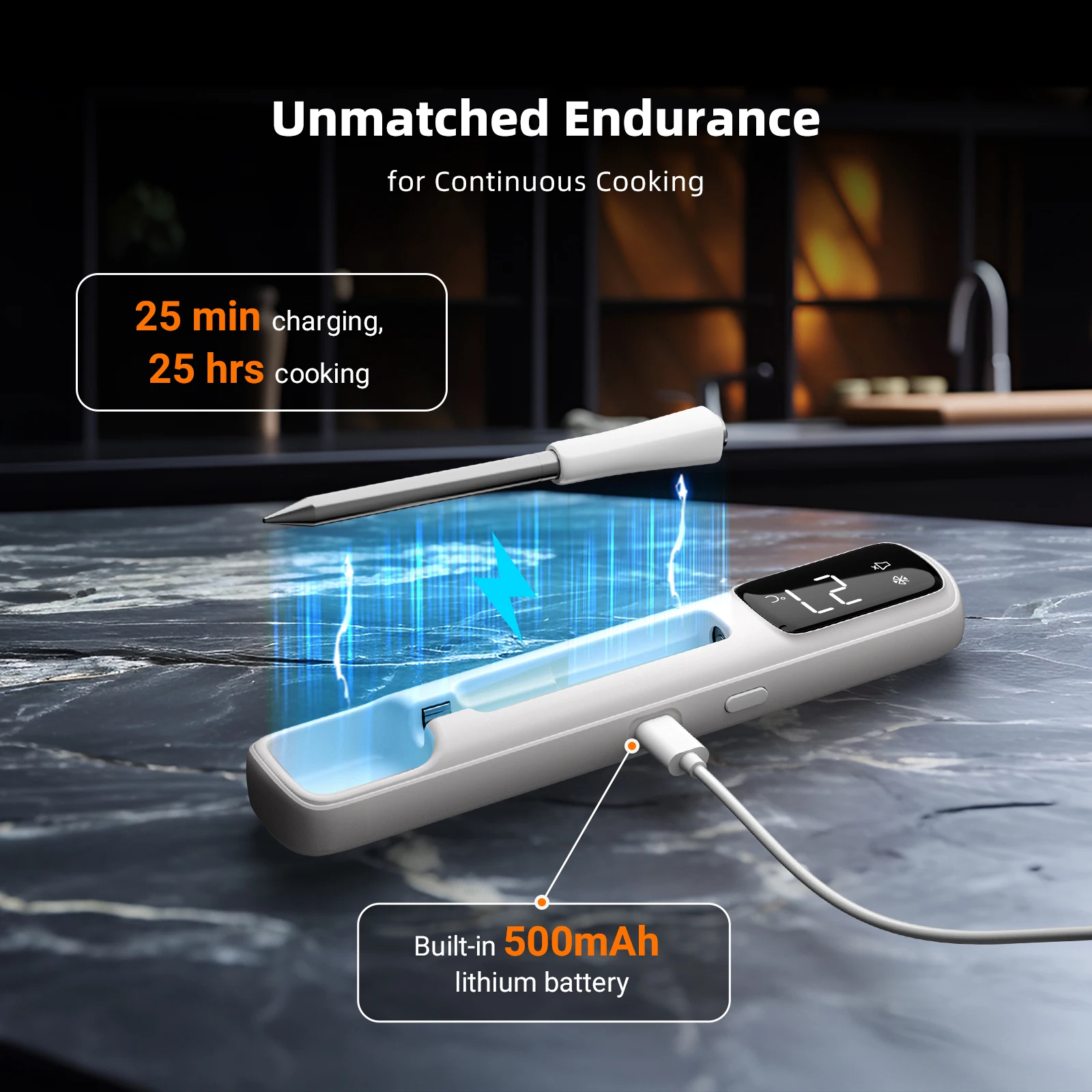 INKBIRD INT-11I-B Mini termómetro inalámbrico para carne, Bluetooth 5,4 1000 pies, respuesta de 1s, IP67, 26 preestablecimientos, pantalla LED, para barbacoa/porrilla