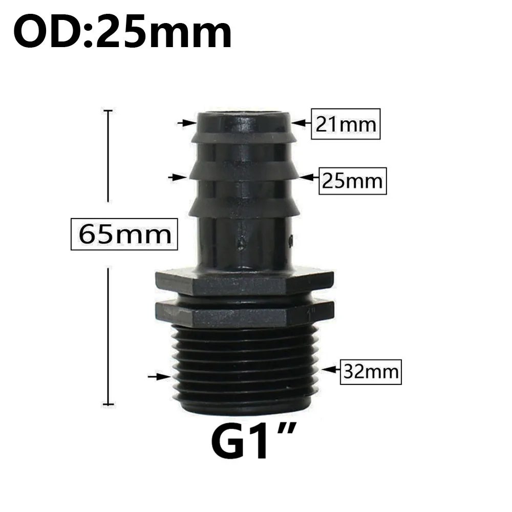 5 unidades de manguera de jardín de 16/20/25/32mm, conector de lengüeta de tubo de PE, rosca de 1/2 3/4 1 ", acoplador de codo recto, juntas de riego agrícola