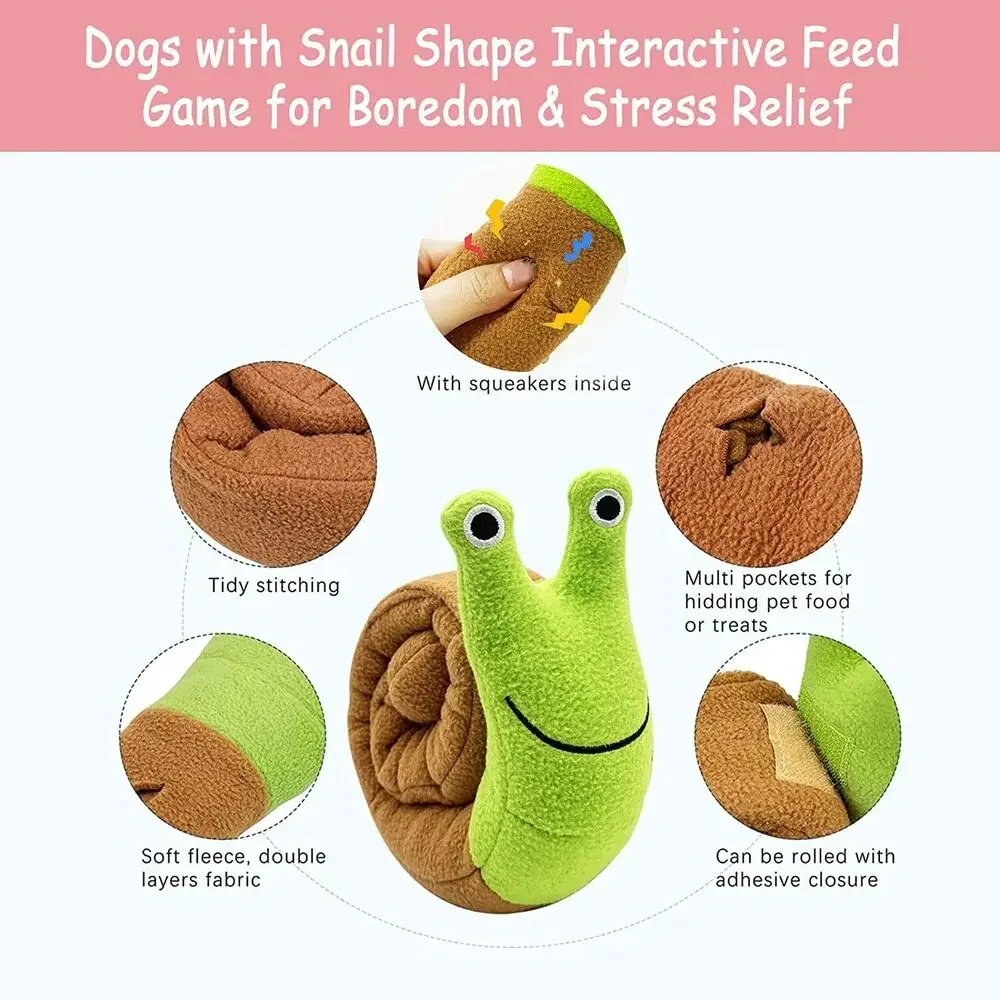 Juguetes chirriantes para perros, juguetes de caracoles de peluche para olfatear mascotas, rompecabezas molares de comida tibetana, juguetes interactivos para perros y gatos, rompecabezas para perros, alimentador de juguetes al por mayor