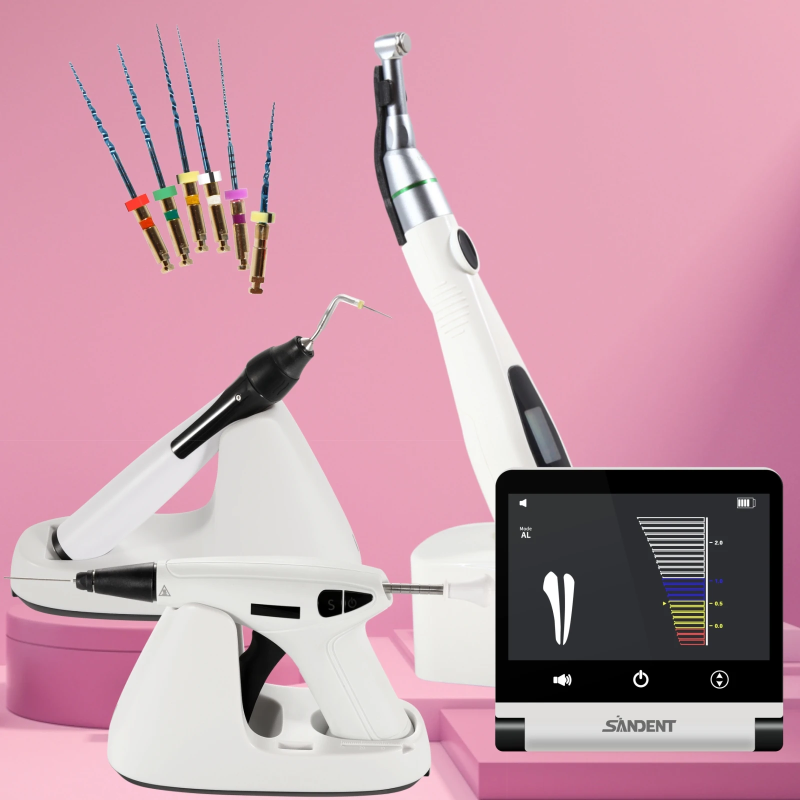 Tratamiento de Motor Endo LED Dental/localizador de ápice buscador de conducto radicular/sistema de obturación de conducto radicular inalámbrico Kit de pistola y bolígrafo/archivos NITI
