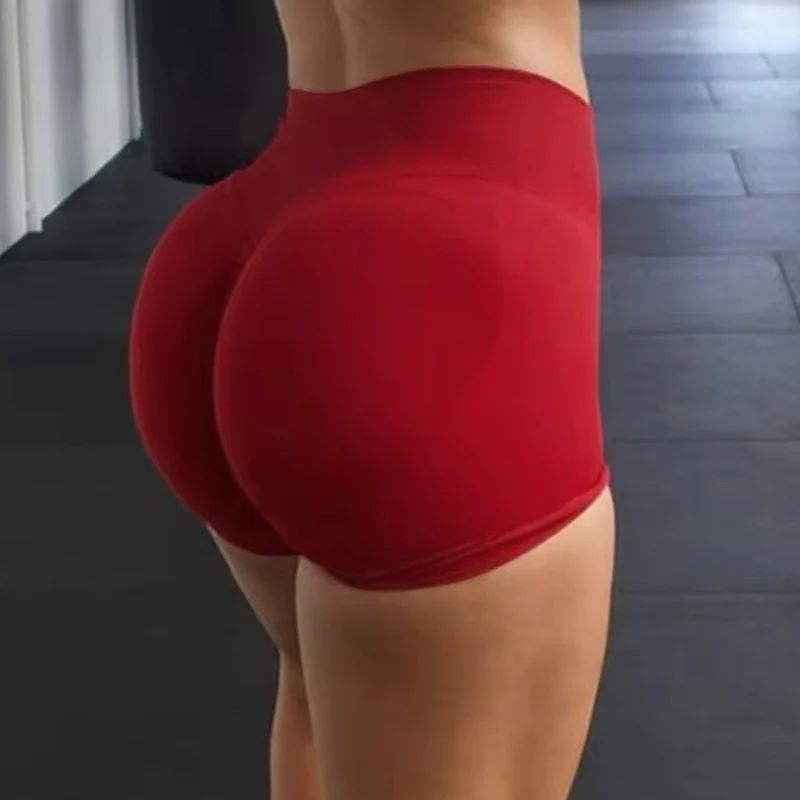 Pantalones cortos de gimnasio para mujer, pantalones cortos deportivos para motociclista, pantalones cortos de Yoga con banda baja acanalada de 4,5 ", mallas sin costuras para entrenamiento
