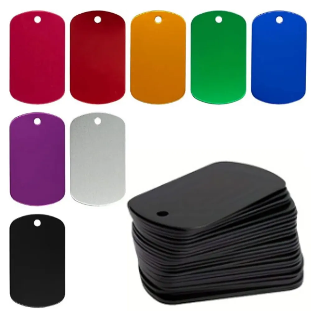 100 Piezas de Etiquetas de Identificación Militar de Aluminio en Blanco, Anillos para Llaveros, Etiquetas Colgantes con Logotipo Personalizado, Suministros para Manualidades y Joyería DIY