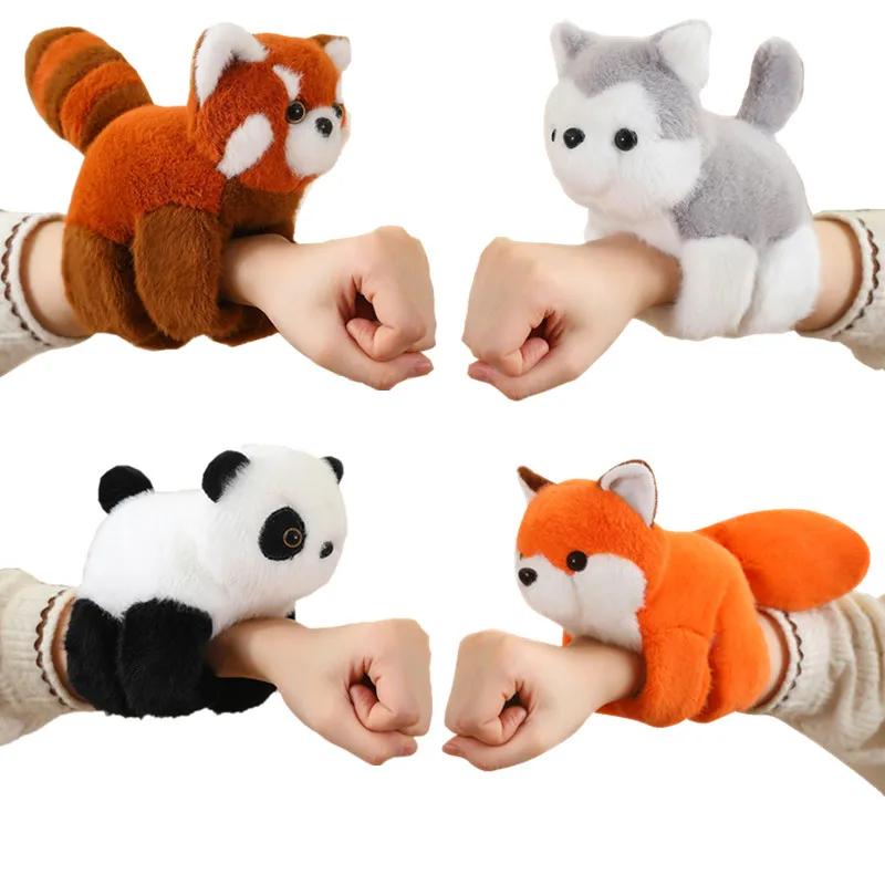 Animales de peluche creativos mapache zorro Husky gato mono Papa círculo juguete envuelto alrededor del brazo muñeca juguetes para niños regalo de cumpleaños